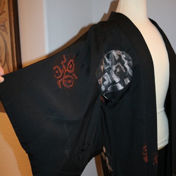 Japanese Haori Jacket - Antique Haori Silk Kimono Jacket Black - Picture 3 of 16